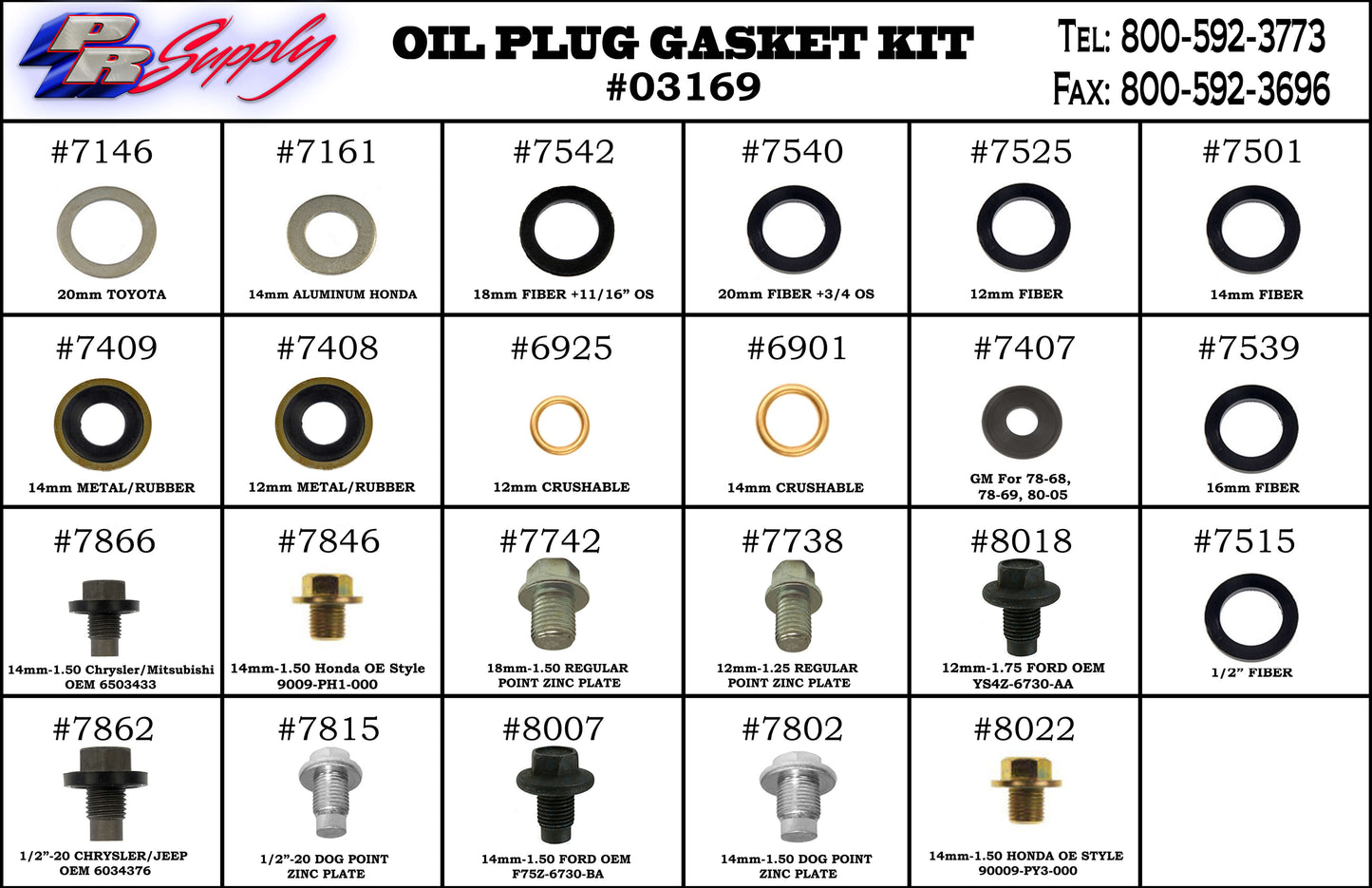 Oil Change Gasket and Oil Plug Kit - Insert