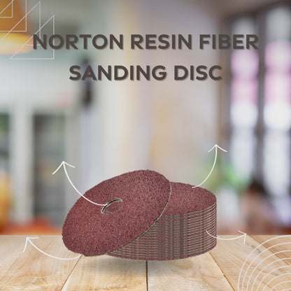 NORTON Fiber Disc: 4-1/2 in x 7/8 in, Aluminum Oxide Sanding Disc