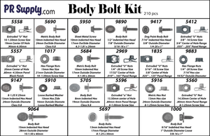 Body Bolts - Hex Nuts - U-Nuts Assortment Kit 210pcs